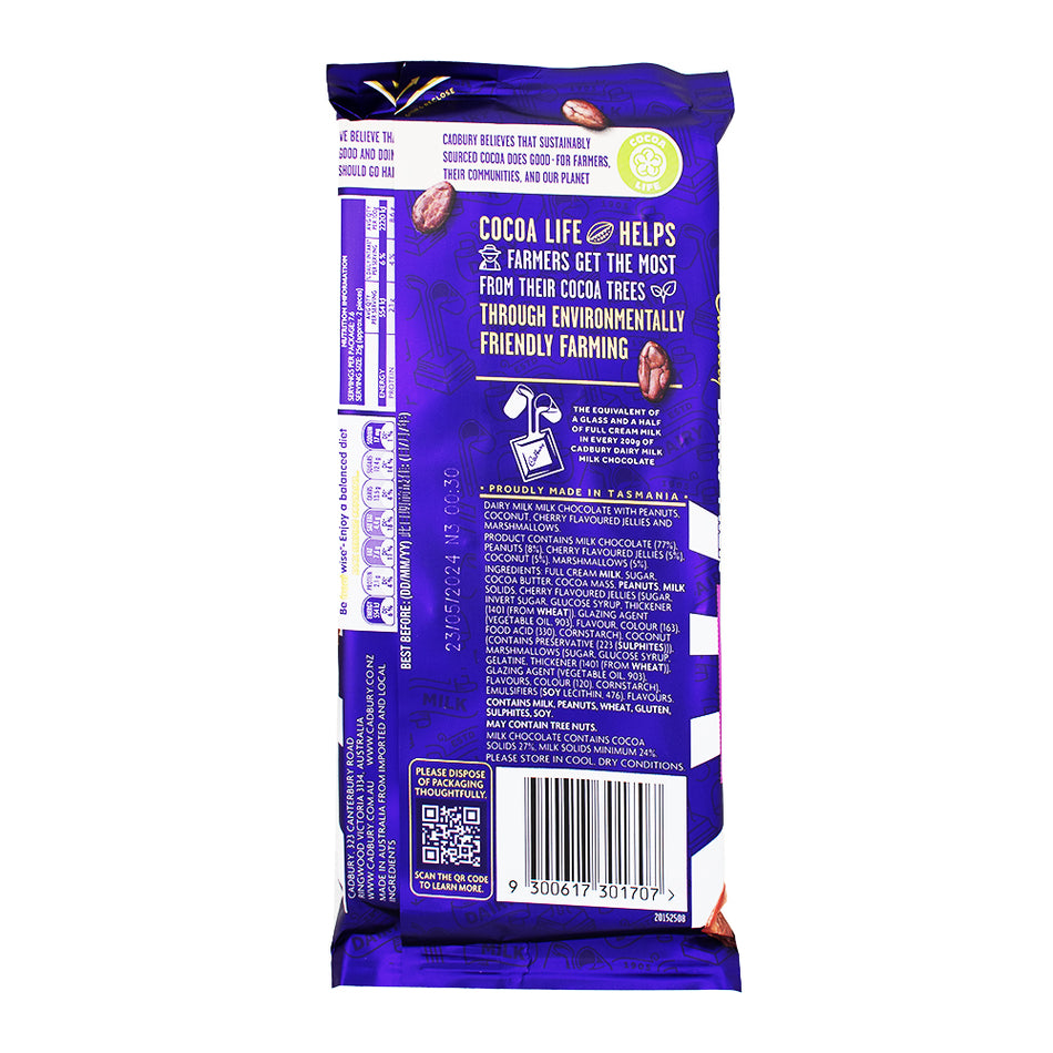 Cadbury Dairy Milk Marvellous Creations Rocky Road (Aus) 190g  - 15 Pack Nutrition Facts Ingredients - Cadbury - Candy Store - Dairy Milk - Cadbury Dairy Milk