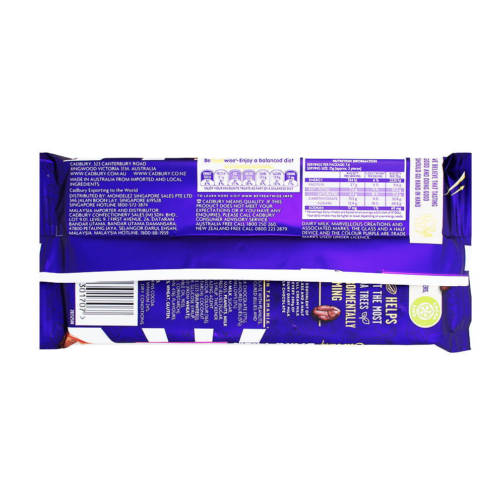 Cadbury Dairy Milk Marvellous Creations Rocky Road (Aus) 190g  - 15 Pack  Nutrition Facts Ingredients - Cadbury - Candy Store - Dairy Milk - Cadbury Dairy Milk