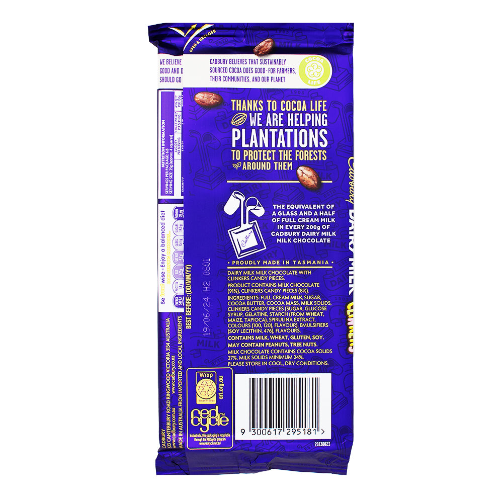 Cadbury Dairy Milk Clinkers (Aus) 170g - 15 Pack Nutrition Facts Ingredients - Cadbury - Dairy Milk - Candy Store - Cadbury Chocolate - Cadbury Dairy Milk Chocolate