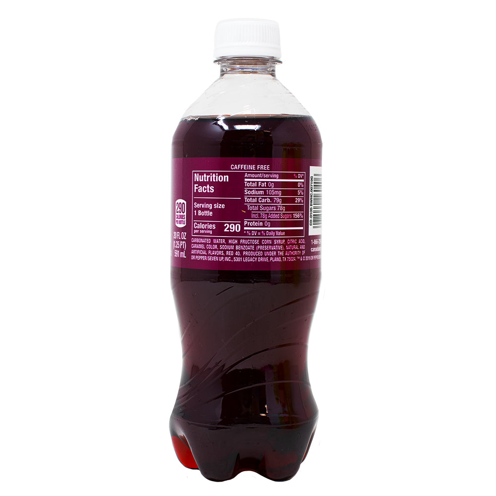 Canada Dry Black Cherry Ginger Ale 591mL - 24 Pack Nutrition Facts Ingredients