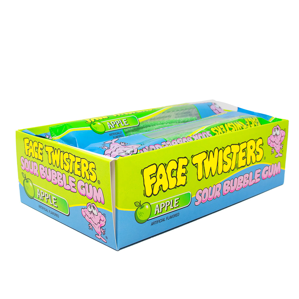 Face Twisters Sour Bubblegum Green Apple 2oz - 12 Pack