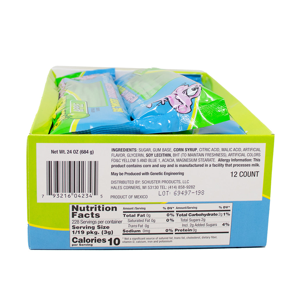 Face Twisters Sour Bubblegum Green Apple 2oz - 12 Pack Nutrition Facts Ingredients