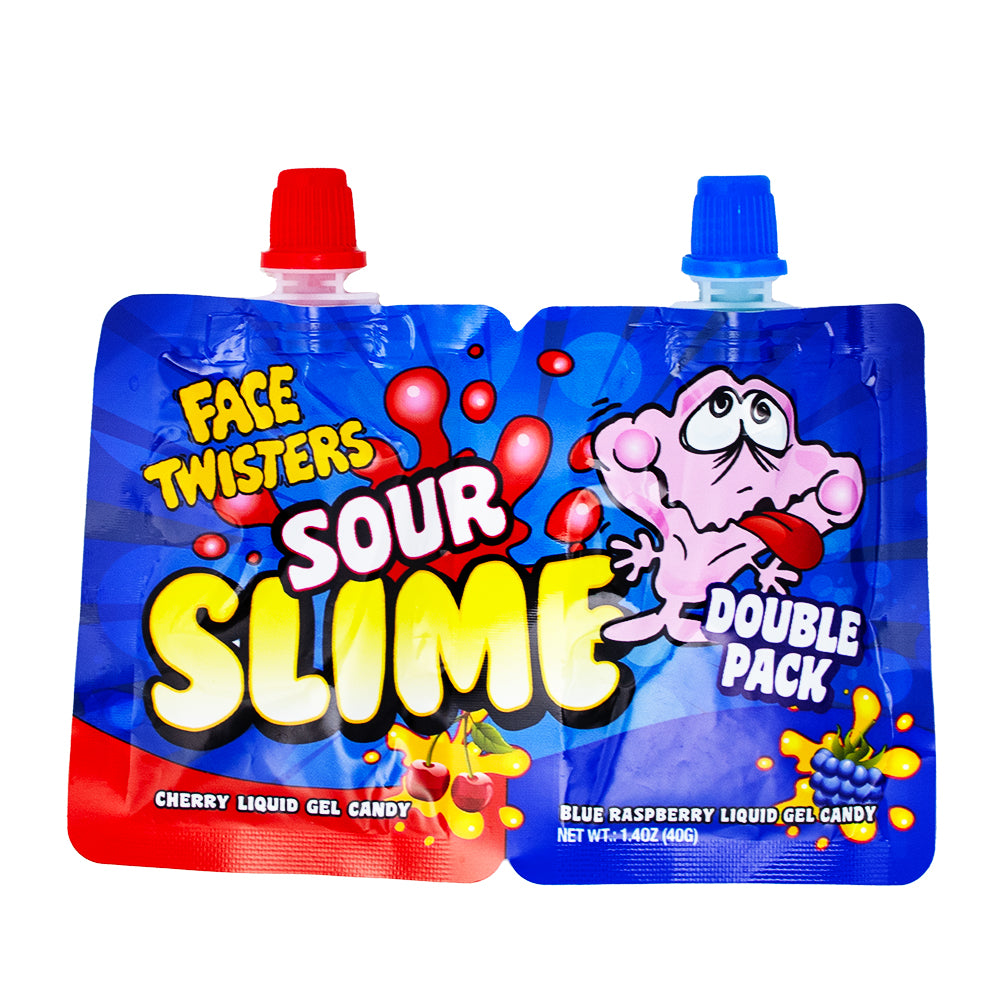 Face Twisters Sour Slime Strawberry & Green Apple 1.4oz - 18 Pack