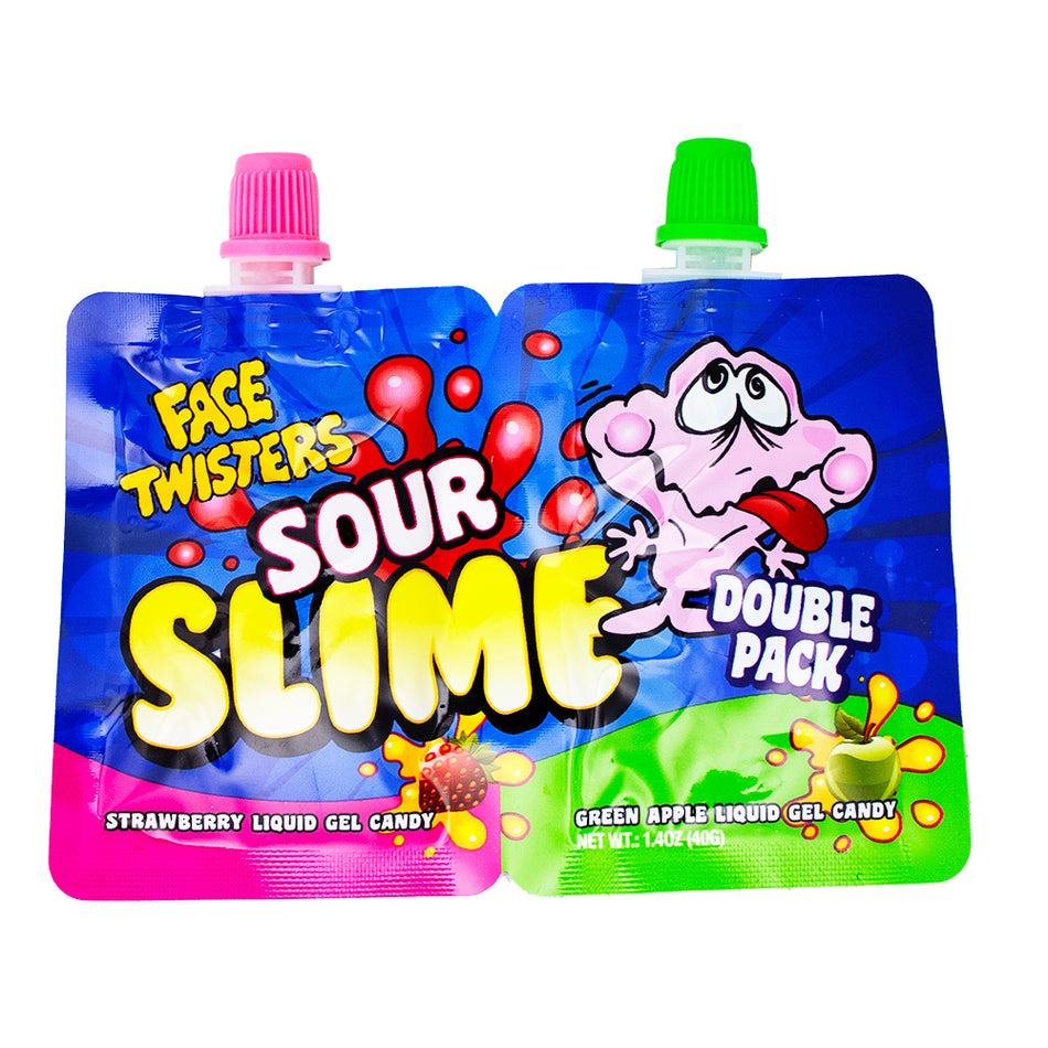 Face Twisters Sour Slime Strawberry & Green Apple 1.4oz - 18 Pack