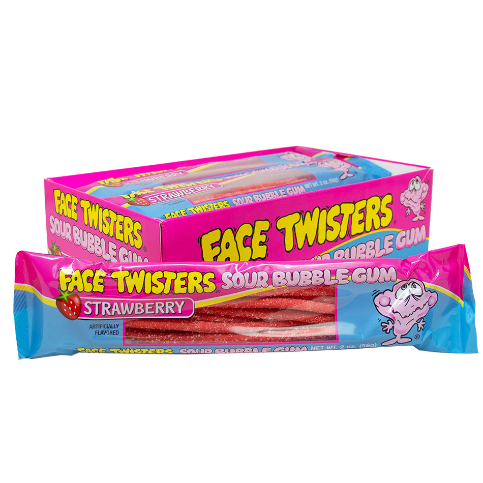 Face Twisters Sour Bubblegum Strawberry 2oz - 12 Pack