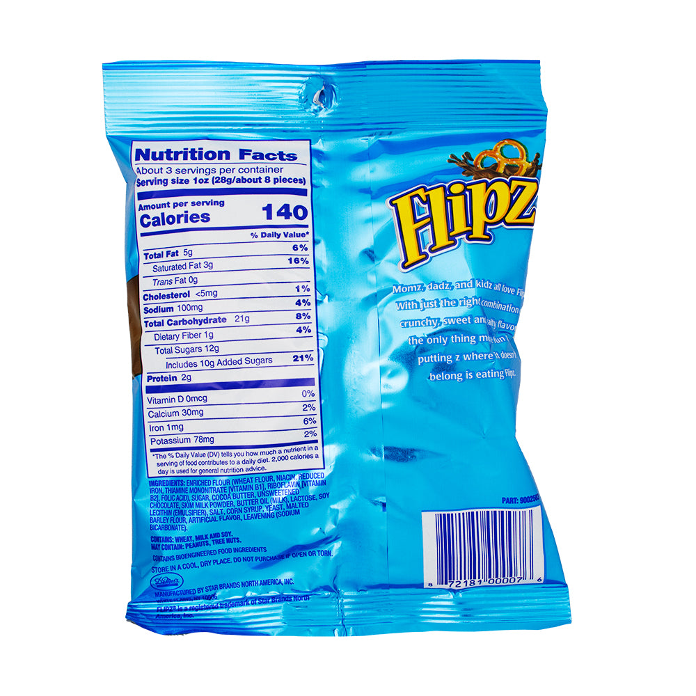 Flipz Milk Chocolate Covered Pretzels - 3.25oz Nutrition Facts Ingredients