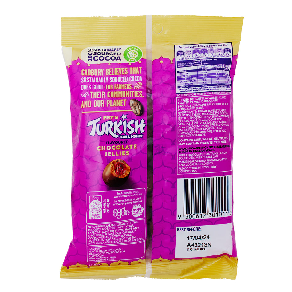 Fry's Turkish Delight Chocolate Jellies (Aus) 140g - 18 PackNutrition Facts Ingredients  - Turkish Delight - Fry's Candy - Chocolate Jellies - Turkish Delight Chocolate Jellies - Australian Candy