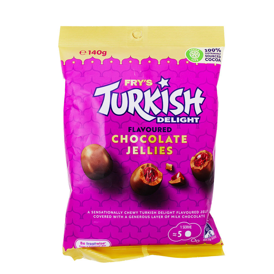 Fry's Turkish Delight Chocolate Jellies (Aus) 140g - 18 Pack - Turkish Delight - Fry's Candy - Chocolate Jellies - Turkish Delight Chocolate Jellies - Australian Candy