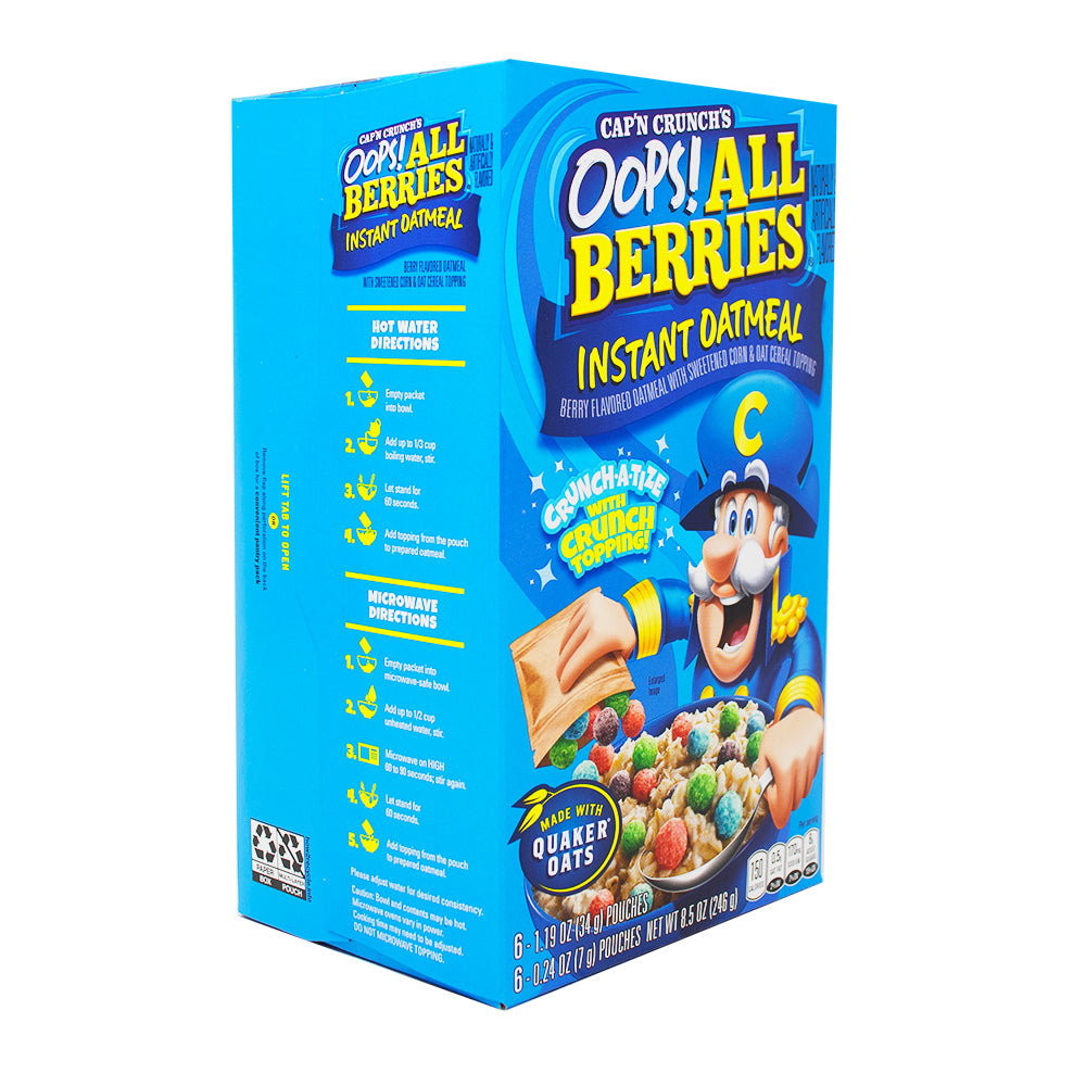 Captain Crunch Instant Oatmeal Oops All Berries 6 Pouches 34g - 6 Pack