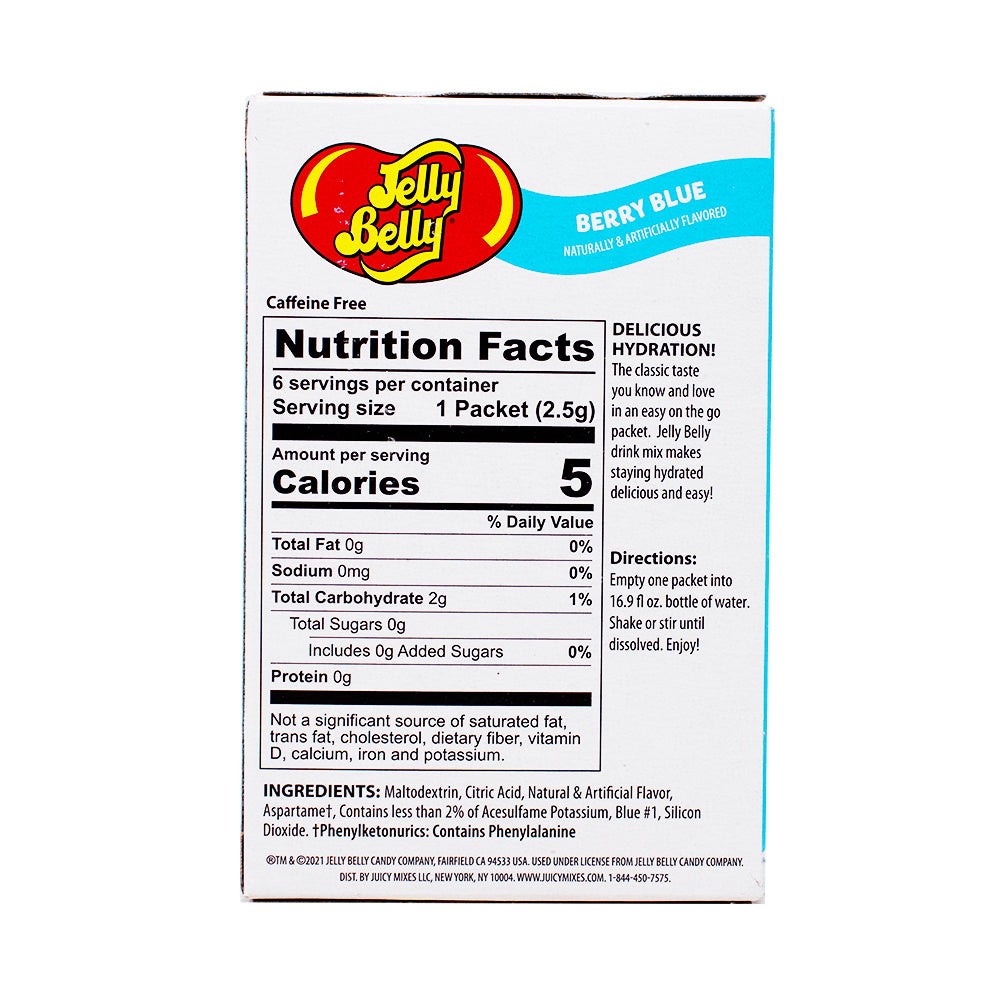 Singles to Go Jelly Belly Berry Blue - 12 Pack Nutrition Facts Ingredients - Jelly Belly - Jelly Beans - Candy Store