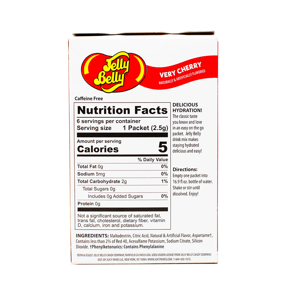 Singles to Go Jelly Belly Very Cherry - 12 Pack Nutrition Facts Ingredients  - Jelly Belly - Jelly Beans - Candy Store