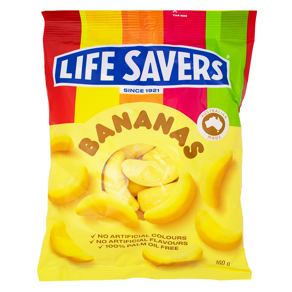 Lifesavers Bananas (Aus) 160g - 12 Pack - Lifesavers Candy - Gummies - Candy Store - Wholesale Candy - Banana Candy