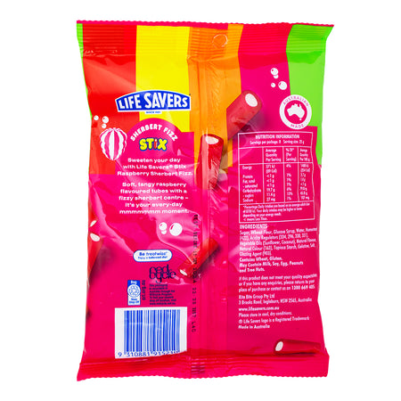 Lifesavers Stix Raspberry Sherbet Fizz (Aus) 200g - 12 Pack Nutrition Facts Ingredients