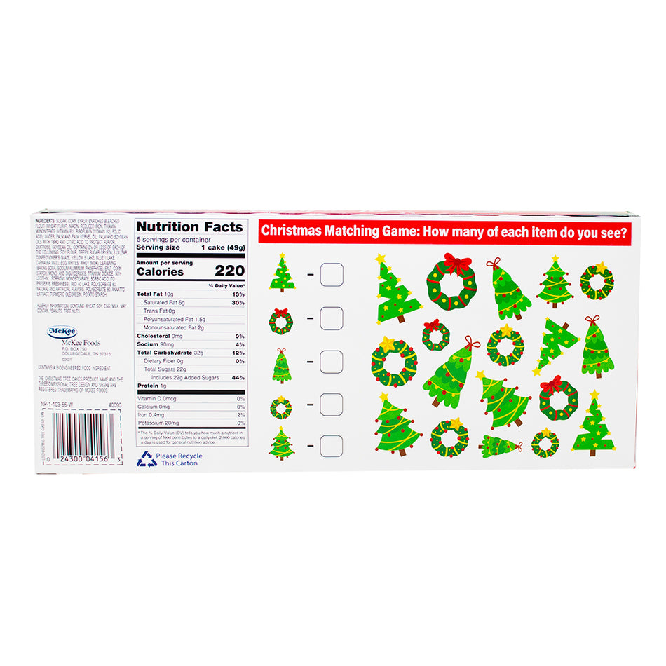 Little Debbie Vanilla Christmas Tree Cakes (5 Pieces) 245g - 1 Pack **BB DEC 13/23** Nutrition Facts Ingredients