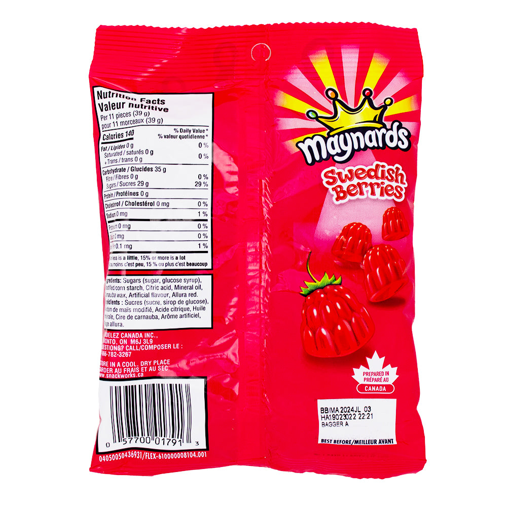Maynards Swedish Berries Candy 154g - 12 Pack Nutrition Facts Ingredients