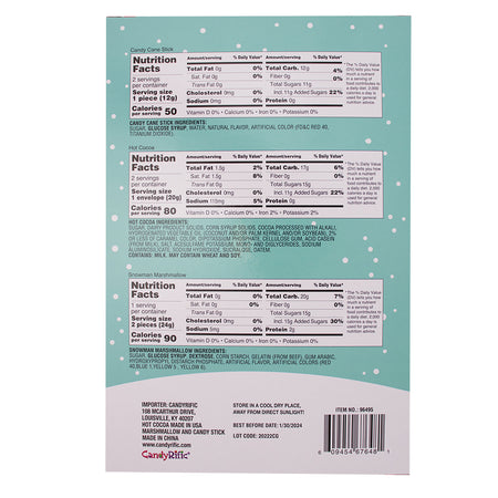 Melting Snowman Marshmallow Set 3.12oz - 6 Pack Nutrition Facts Ingredients