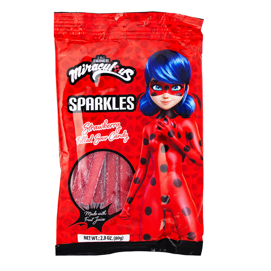 Miraculous Sparkles Strawberry Filled Sour Candy 80g - 12 Pack - Nickelodeon - Sour Candy - Candy Store - Strawberry Candy