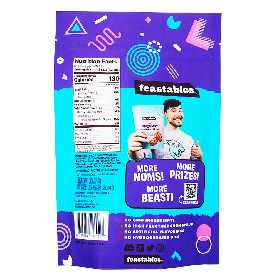 Mr Beast Oatmeal Raisin Cookies - 12 Pack Nutrition Facts Ingredients - Mr Beast - Cookies - Oatmeal Cookies - Oatmeal Raisin Cookies