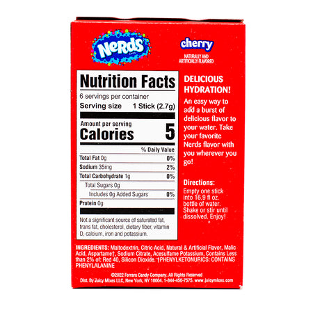 Singles to Go Nerds Cherry - 12 Pack Nutrition Facts Ingredients - Nerds - Nerds Candy - Candy Store - Cherry Candy