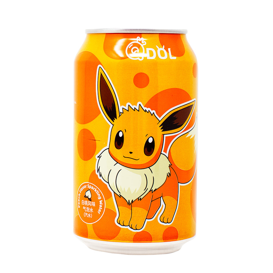 Qdol Pokemon Eevee Sparkling Drink Peach (China) 330mL - 24 Pack