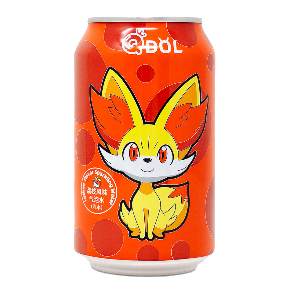 Qdol Pokemon Fennekin Sparkling Drink Lychee (China) 330mL - 24 Pack - Pokemon - Pokemon Drink - Sparkling Water