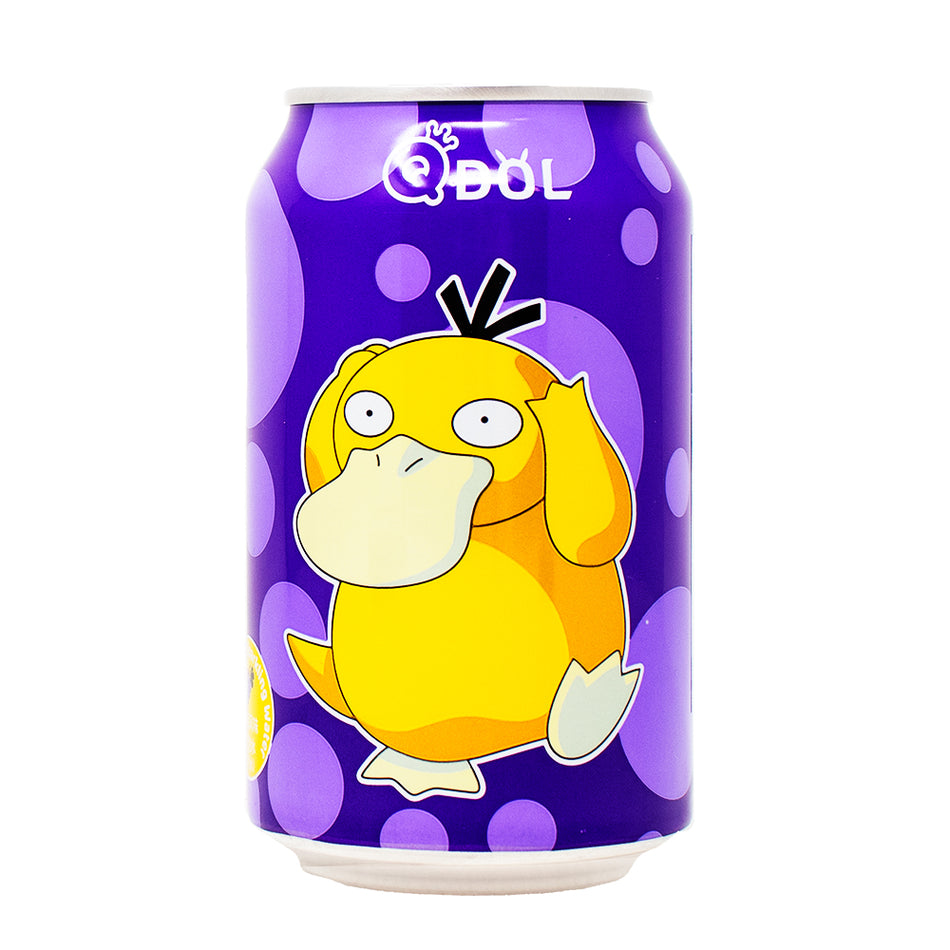 Qdol Pokemon Psyduck Sparkling Drink Grape (China) 330mL - 24 Pack