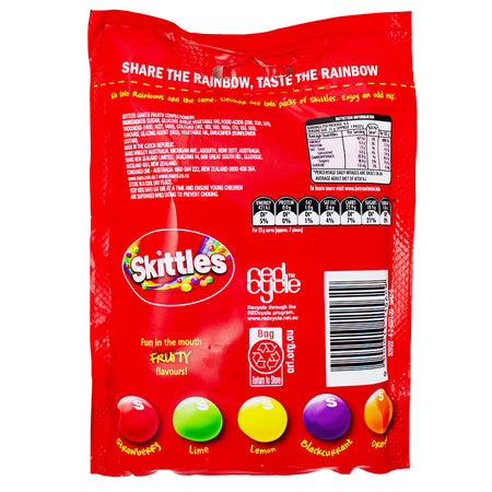 Skittles Giants (Aus) 170g - 15 Pack Nutrition Facts Ingredients