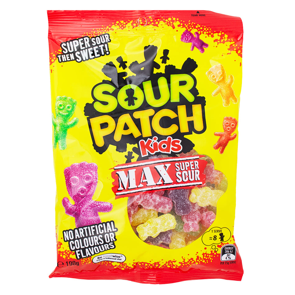 Sour Patch Kids Max Sour (Aus) 190g - 20 Pack - Sour Candy - Sour Patch Kids - Candy Store - Australian Candy