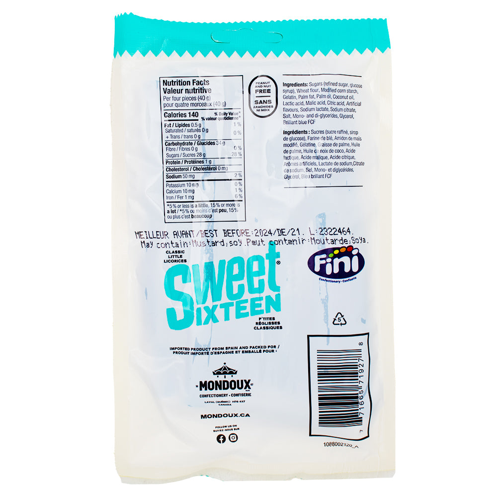 Sweet Sixteen Raspberry Filled Licorice 100g - 12 Pack Nutrition Facts Ingredients - Licorice - Licorice Candy - Candy Store