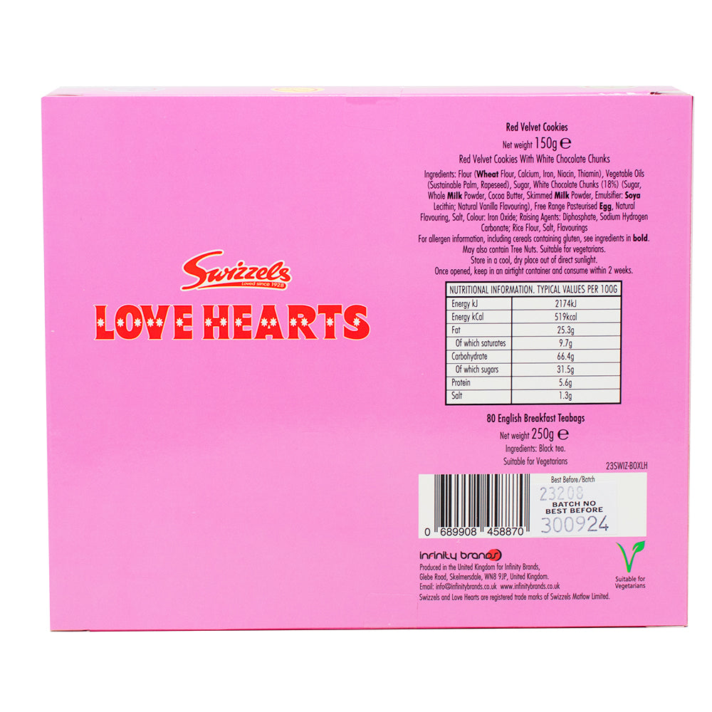 Swizzels Love Hearts Red Velvet Cookies Tea Set 400g - 1 Pack  Nutrition Facts Ingredients