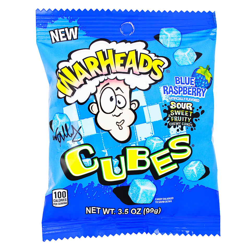 Warheads All Blue Raspberry Cubes 3.5oz - 12 Pack - Warheads Candy - Sour Candy - Candy Store - Wholesale Candy - Warheads - Warheads Cubes