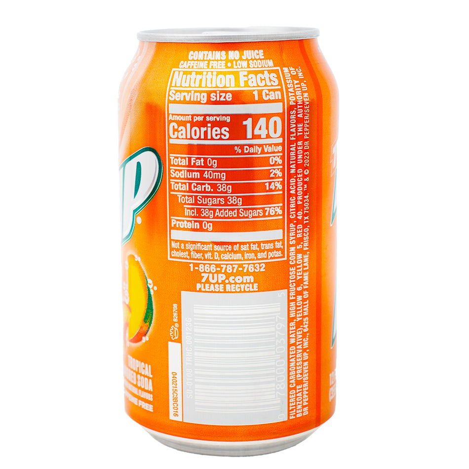 7up Tropical Soda - 355mL 12 Pack - 12 Pack  Nutrition Facts Ingredients