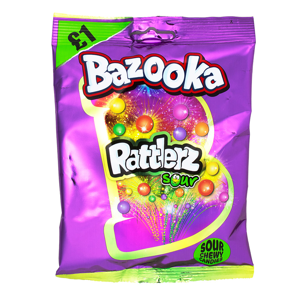 Bazooka Rattlerz Sours (UK) 100g - 12 Pack - Sour Candy - British Candy - Candy Store