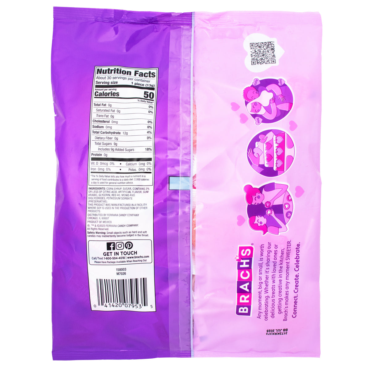 Brach's Strawberry Cupcake Glitter Lollipops 30 Pieces 13.7oz - 1 Bag Nutrition Facts Ingredients  - Lollipops - Candy Store - Wholesale Candy - Valentines Day