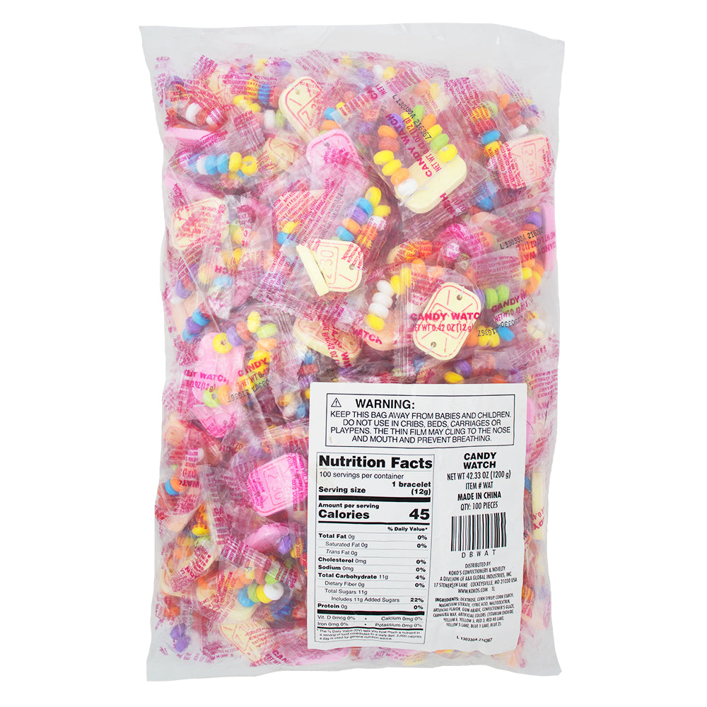 Koko's Bulk Wrapped Candy Watch 100 Pieces - 1 Bag Nutrition Facts Ingredients
