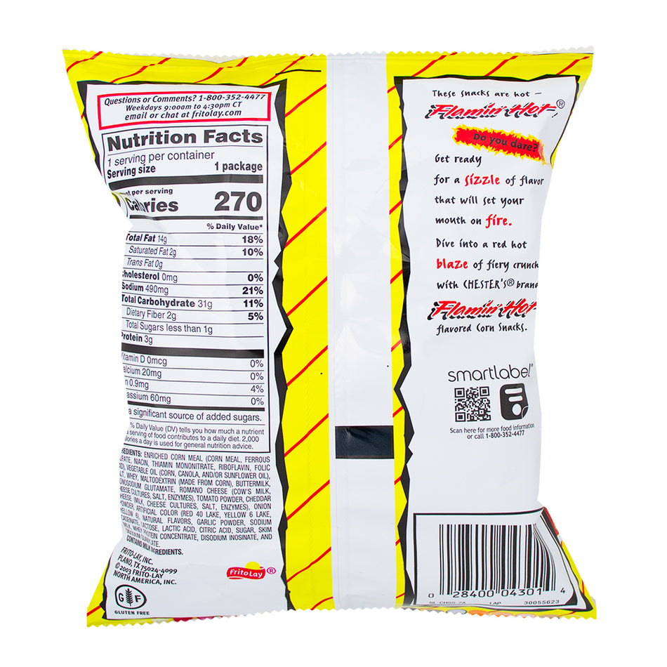 Chester's Fries Flamin Hot Snack Size 1.75oz - 64 Pack  Nutrition Facts Ingredients