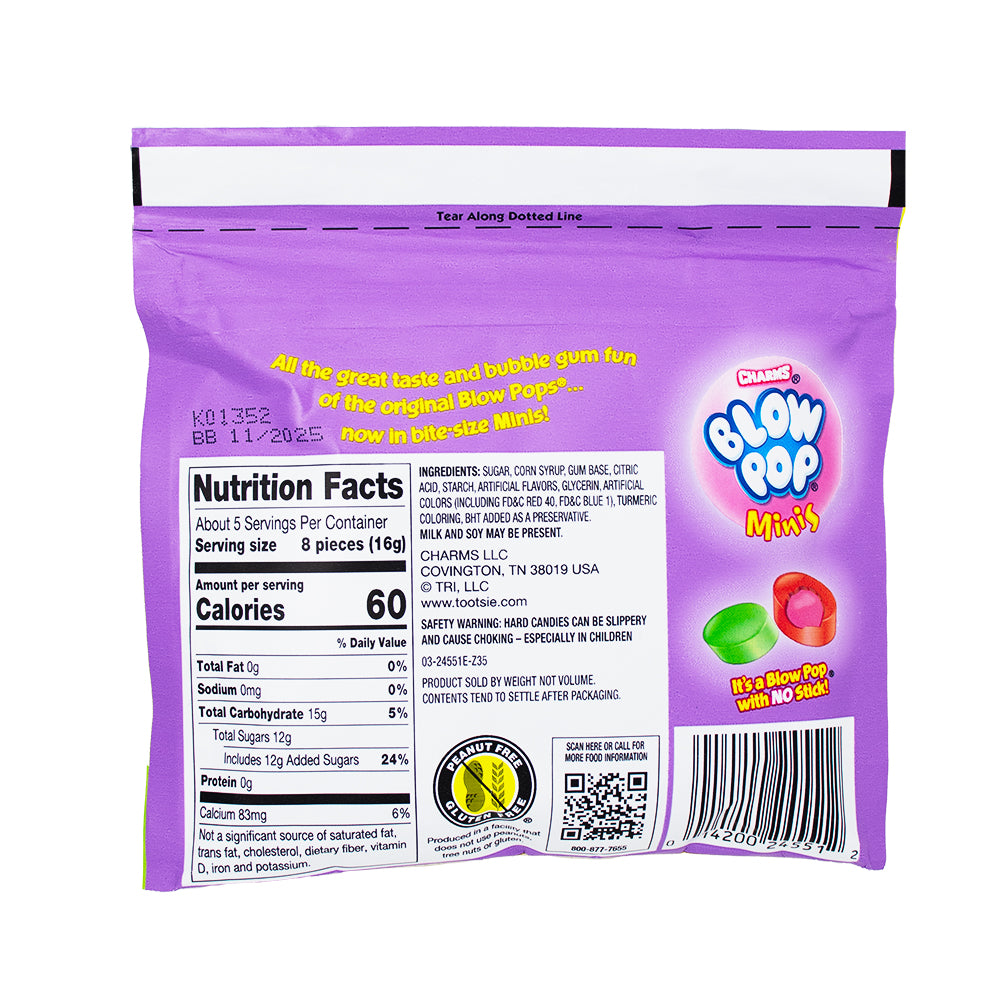 Charms Easter Blow Pop Minis Pouch 3oz - 12 Pack  Nutrition Facts Ingredients