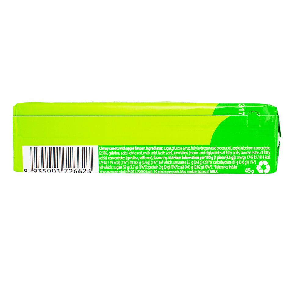 Chupa Chups Incredible Chew Green Apple (UK) 45g - 20 Pack Nutrition Facts Ingredients