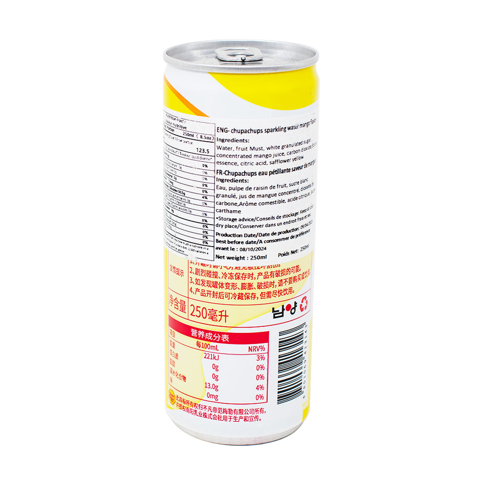 Chupa Chups Sparkling Mango - 250mL  Nutrition Facts Ingredients
