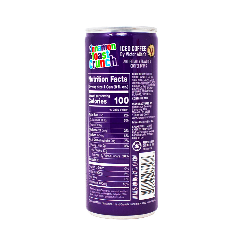 Cinnamon Toast Crunch Coffee 237mL - 12 Pack  Nutrition Facts Ingredients