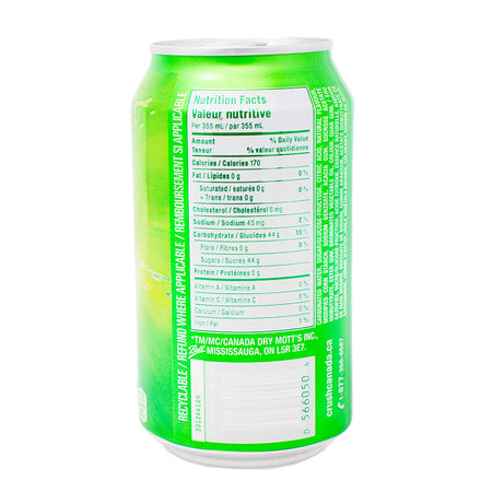 Crush Lime Soft Drink 355mL - 24 Pack  Nutrition Facts Ingredients