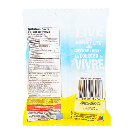 Crystal Light Sugar-Free Gummies Lemonade 76g - 12 Pack  Nutrition Facts Ingredients