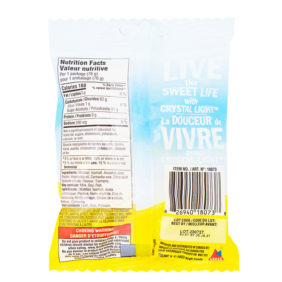 Crystal Light Sugar-Free Gummies Lemonade 76g - 12 Pack  Nutrition Facts Ingredients