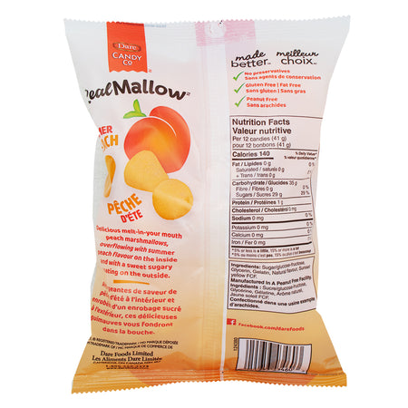 Dare Real Mallow Peach Marshmallows 170g - 12 Pack  Nutrition Facts Ingredients