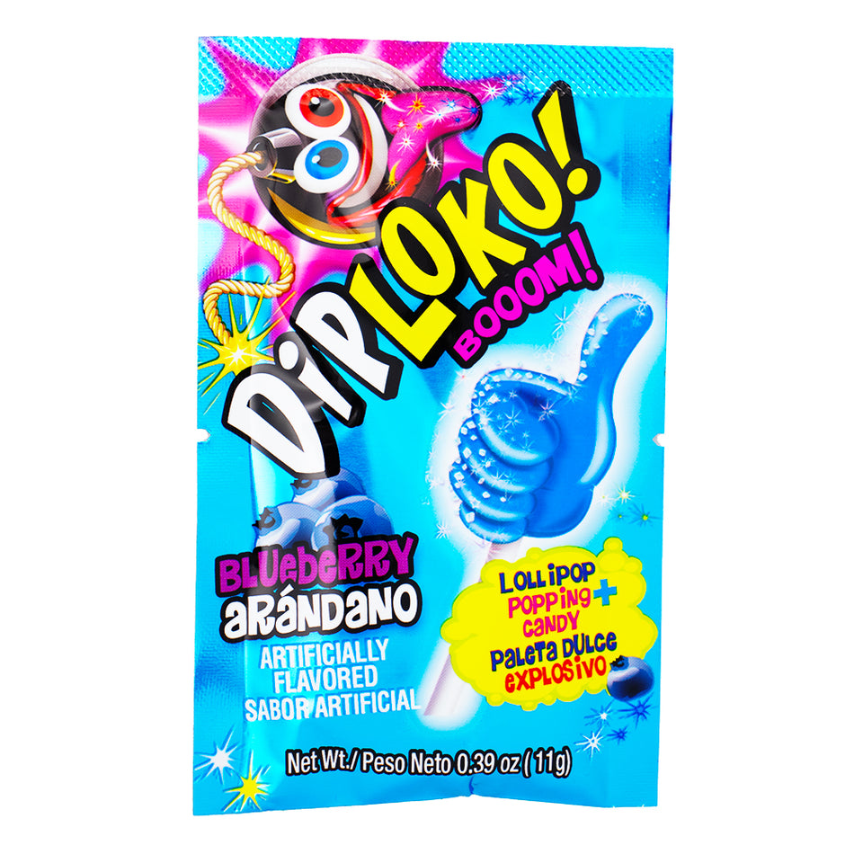 Dip Loko Blueberry Lollipop with Popping Candy .39oz - 24 Pack 