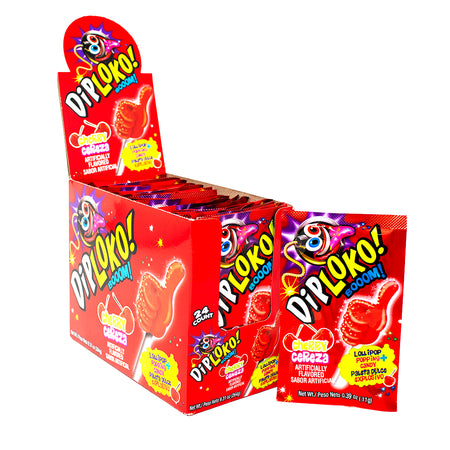 Dip Loko Cherry Lollipop with Popping Candy .39oz - 24 Pack