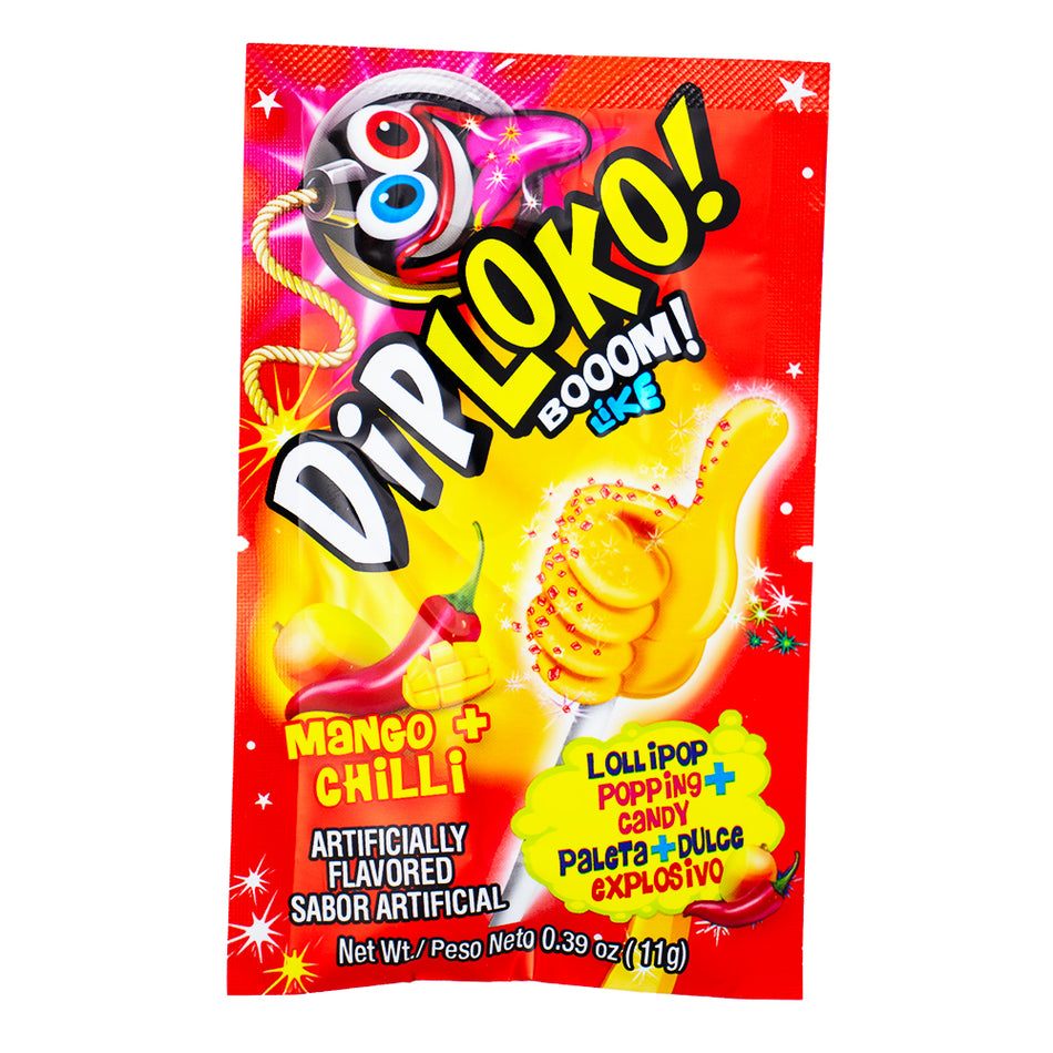 Dip Loko Mango Chili Lollipop with Popping Candy .39oz - 24 Pack 