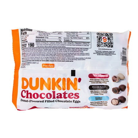 Dunkin' Donuts Assorted Chocolate Easter Eggs 9oz - 12 Pack Nutrition Facts Ingredients