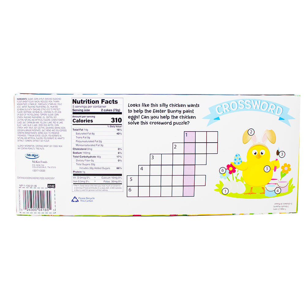 Little Debbie Vanilla Easter Basket Cakes - 340g - (10 pieces) - 1 Box **BB MAR 23/24**  Nutrition Facts Ingredients