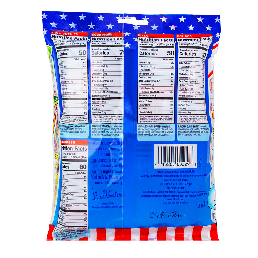 efrutti Gummi Candy Lunch Bag - 12 Pack Nutrition Facts Ingredients